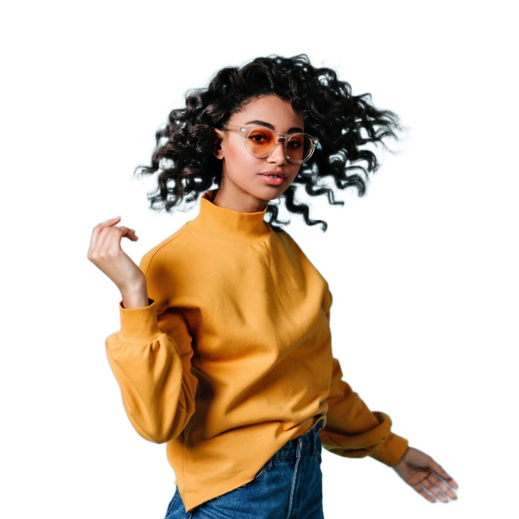 fine curly hair cutout result from Bg-Remover.org