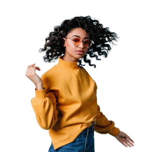 fine curly hair cutout result from remove.bg